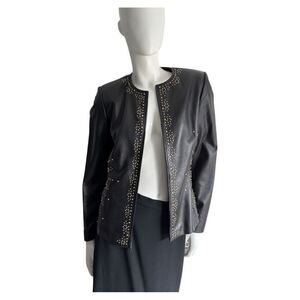 Vintage Black Studded Women's Leather Jacket